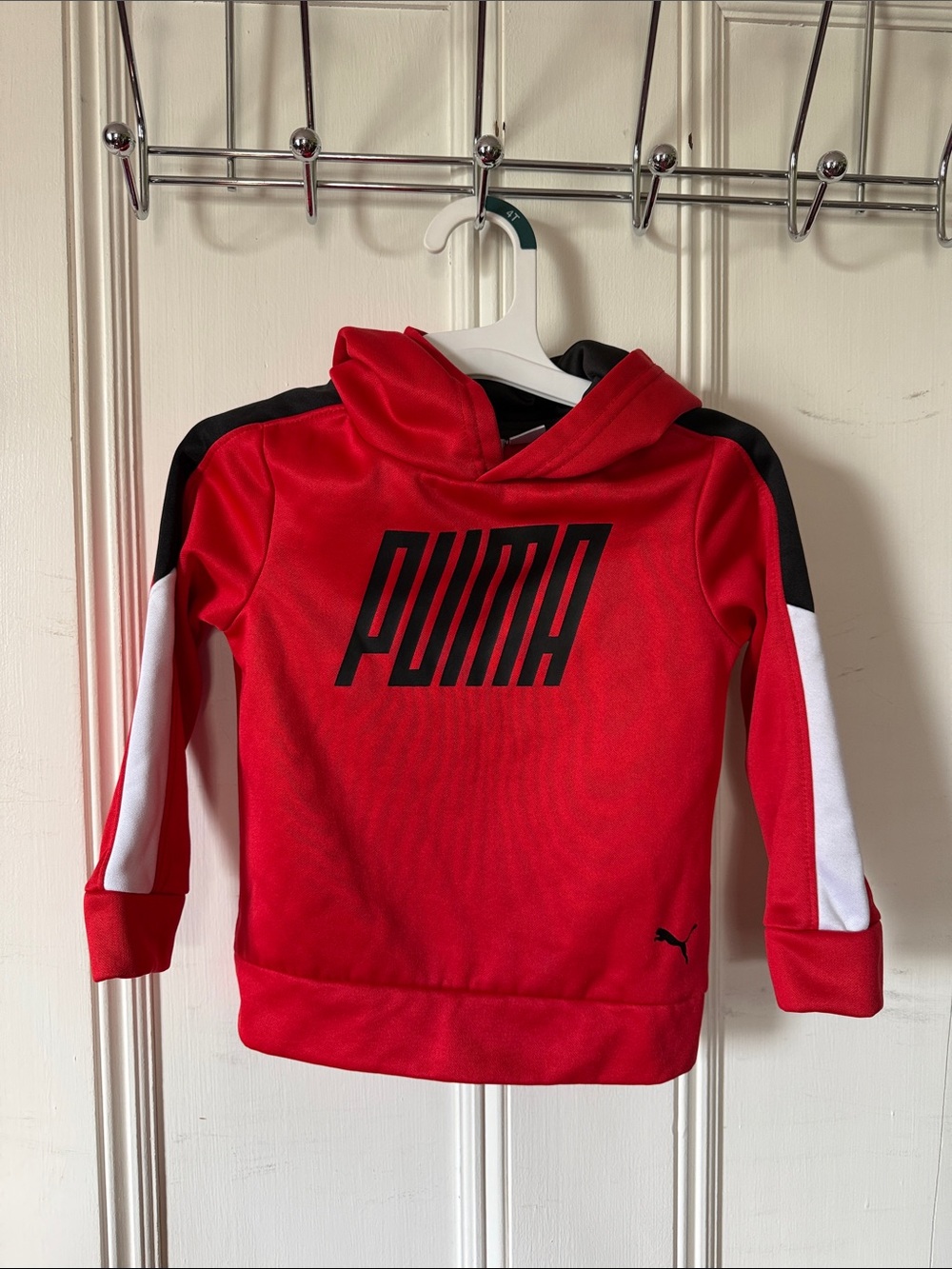Puma Red, Black & White Kids Hoodie with Bold Logo